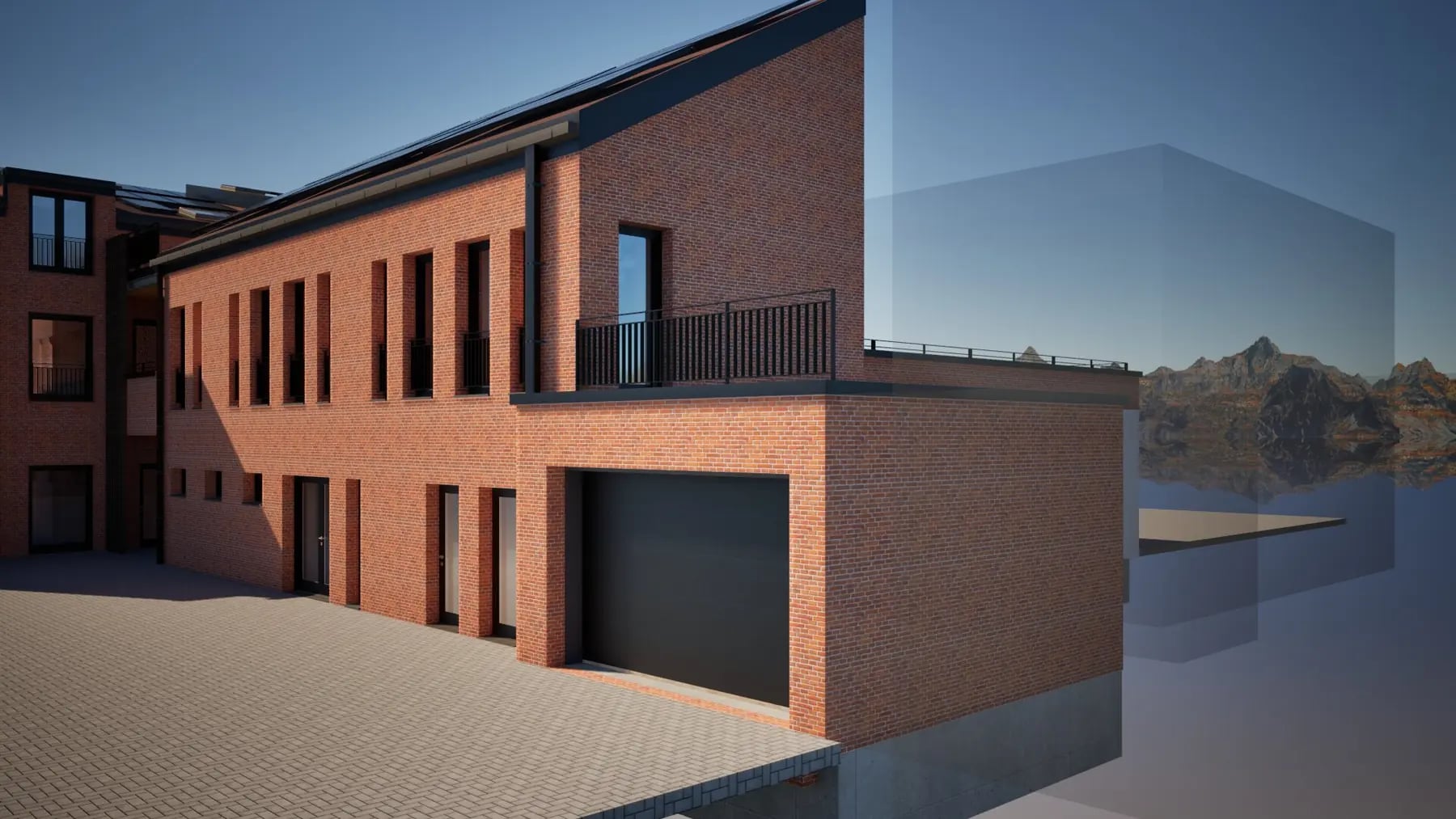 Entwurfsansicht der Denkfabrik Hannover (Neubau) mit Fassade zur Kronenstraße