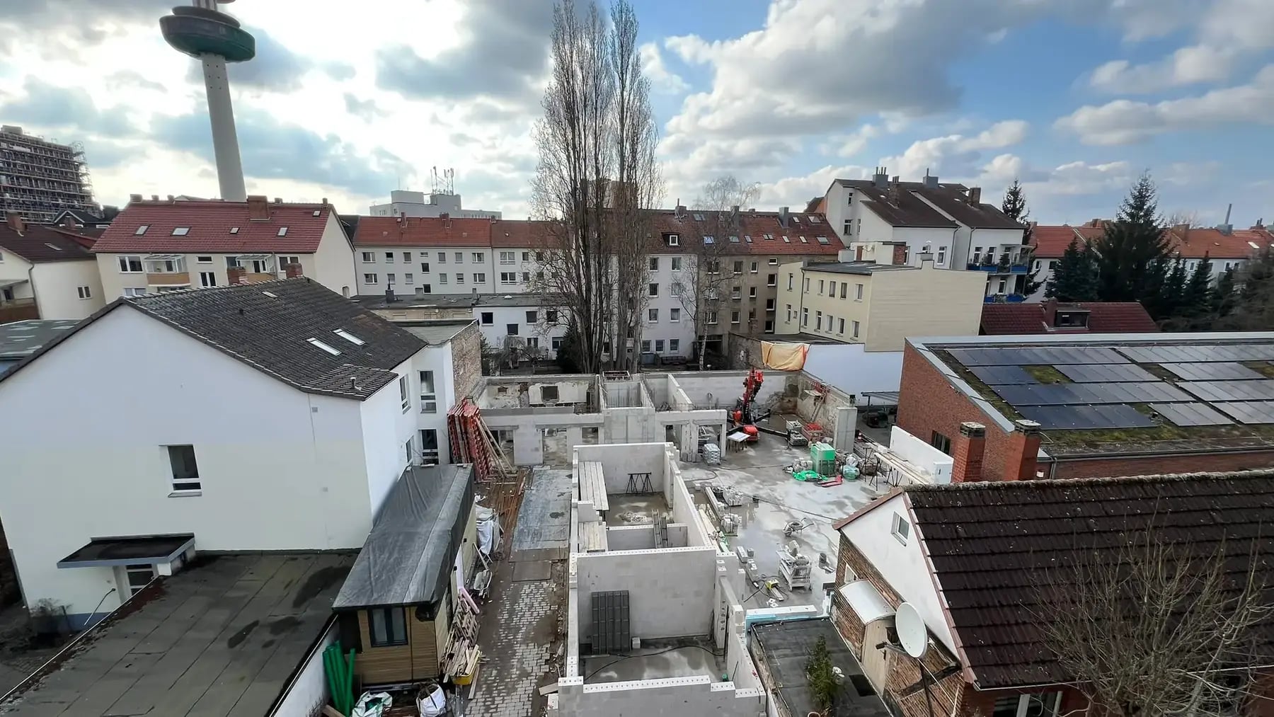Luftaufnahme der Denkfabrik Hannover während der Bauphase